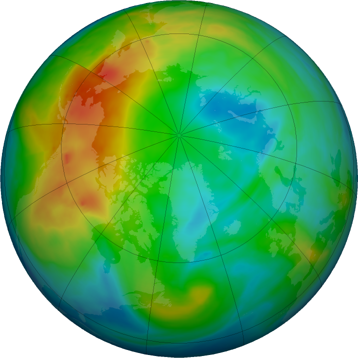Arctic ozone map for 08 December 2023